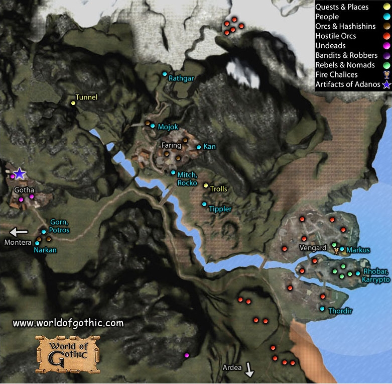 Где найти готика. Готика 3 карта. Gothic 3 карта мира. Готика 3 карта алтарей. Готика 3 карта персонажей.